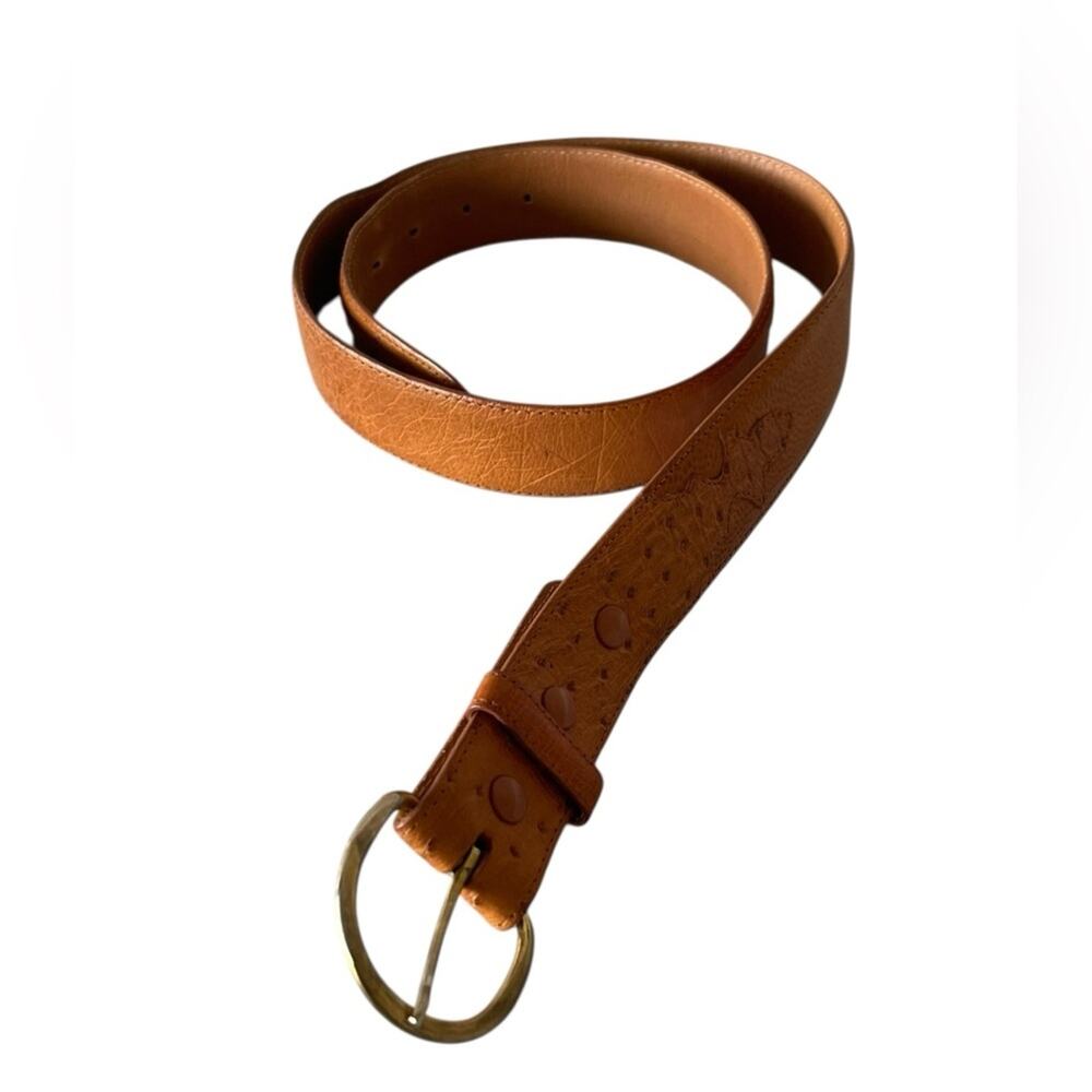 ferrini Ostrich Elegant Tan Leather Belt Size:38